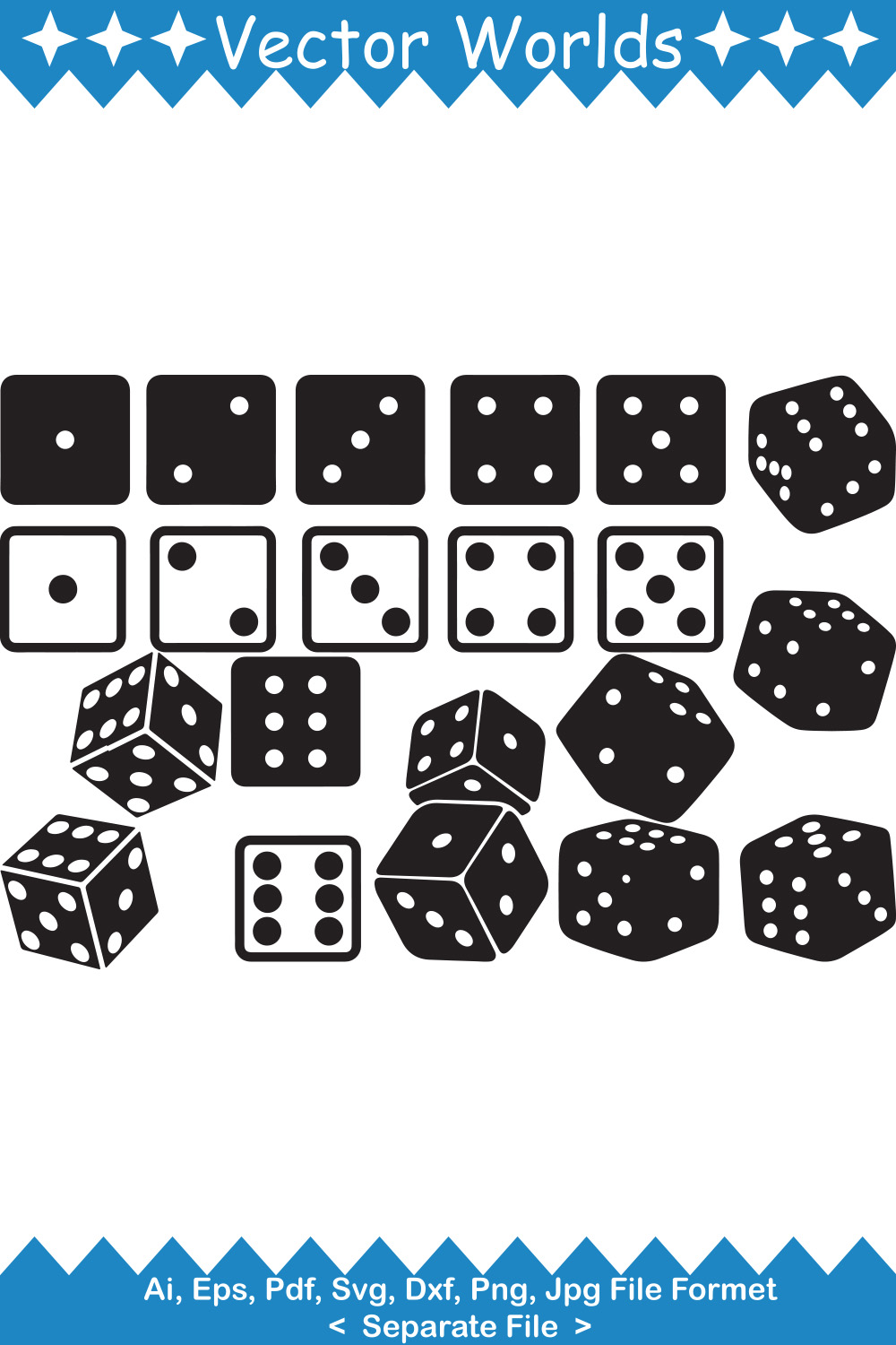 A selection of unique images of dice silhouettes