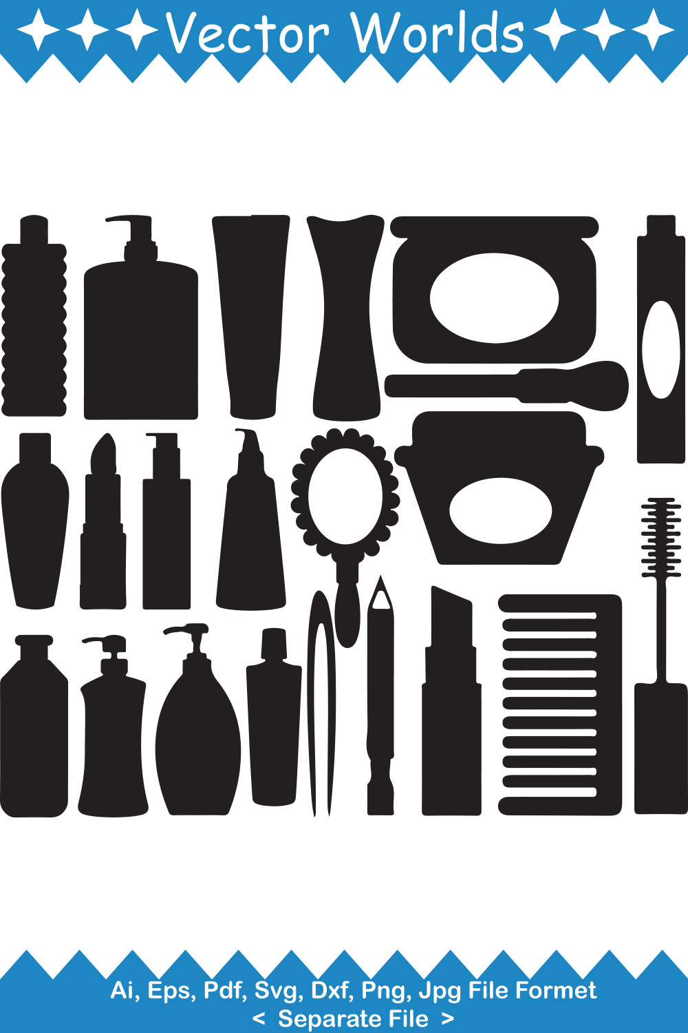 Set of wonderful vector images of silhouettes of cosmetics