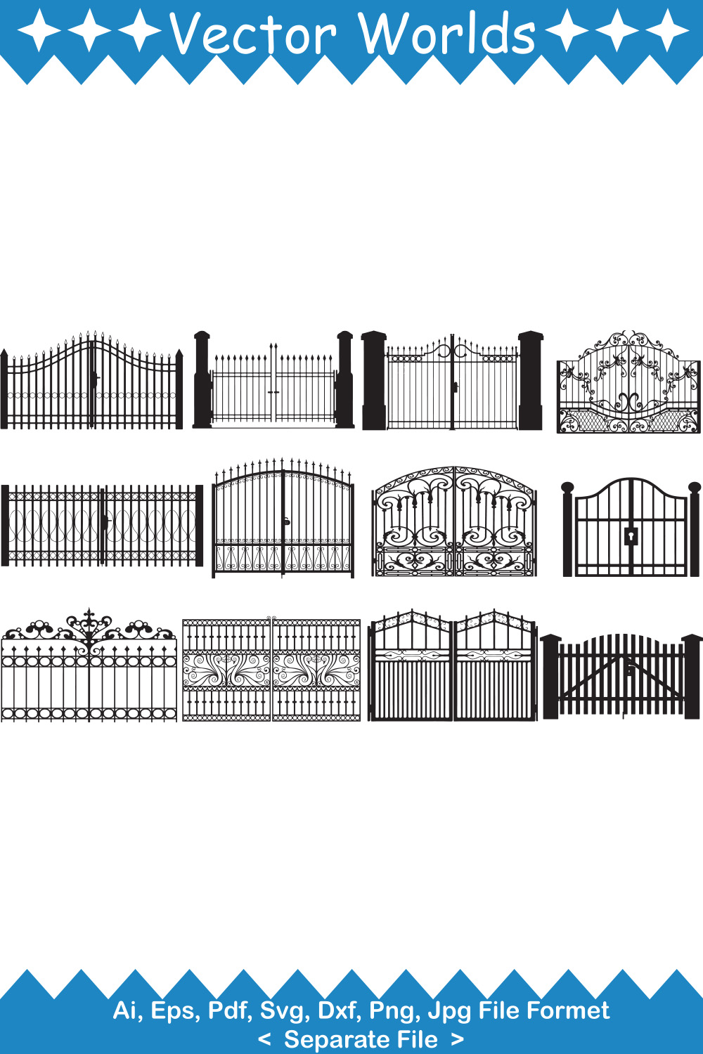 Pack of wonderful images of gate silhouettes