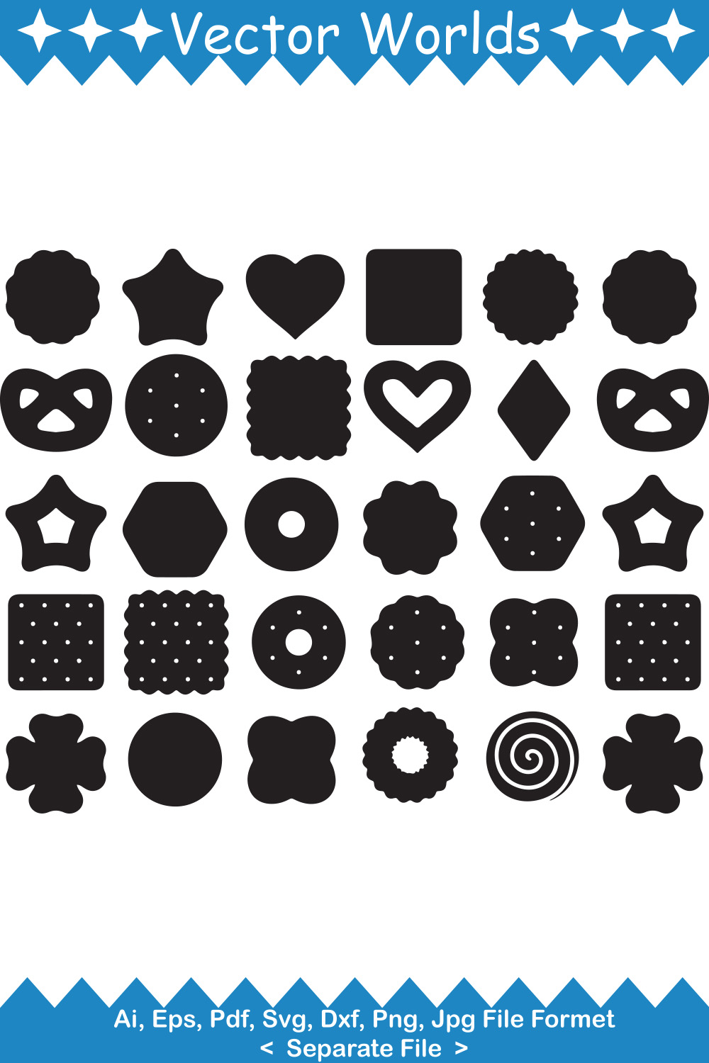 Collection of gorgeous vector image silhouettes of cookies