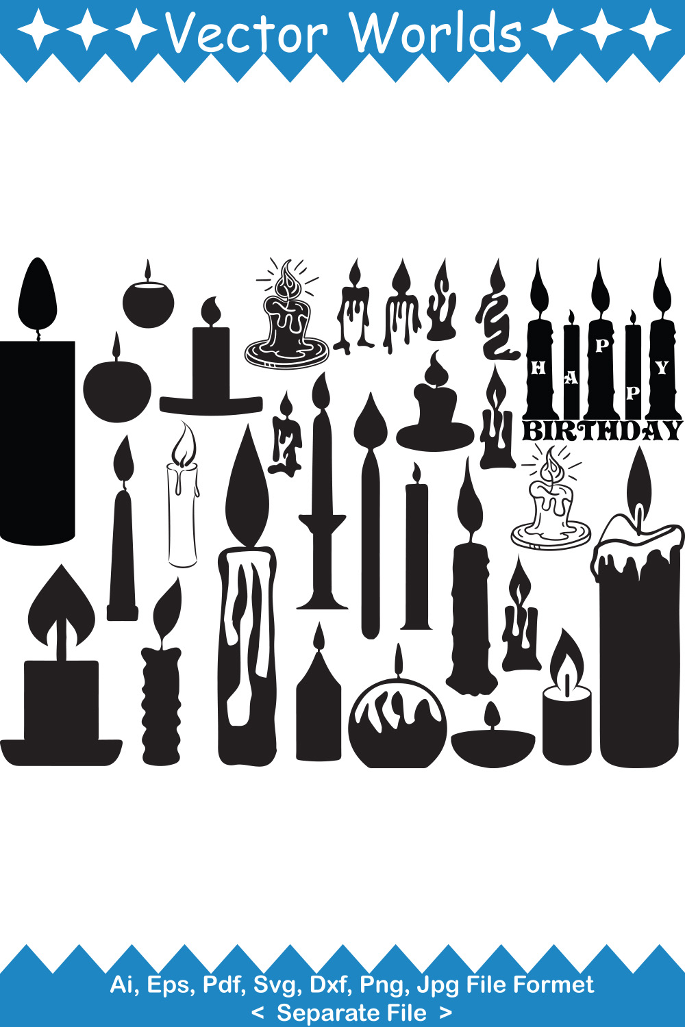 Collection of beautiful vector images of candles.