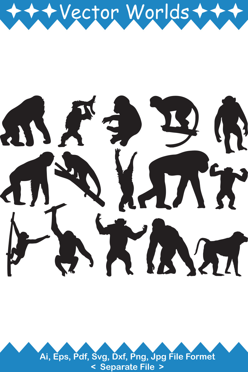 Set of silhouettes of different animals.