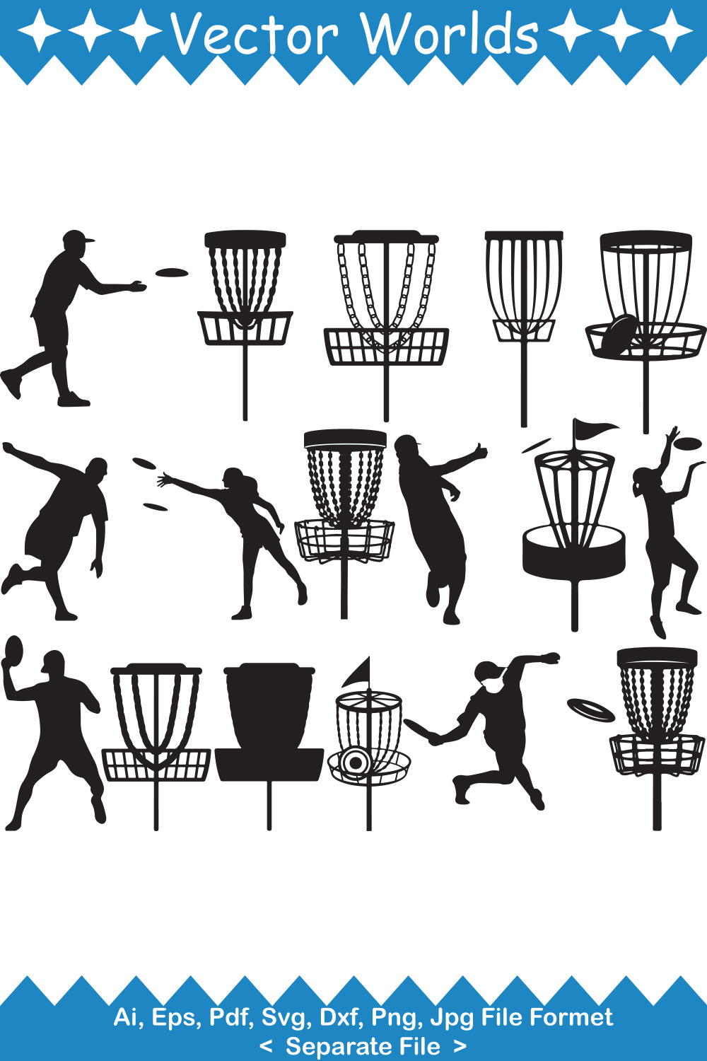 A collection of amazing images of basket silhouettes for Disc Golf