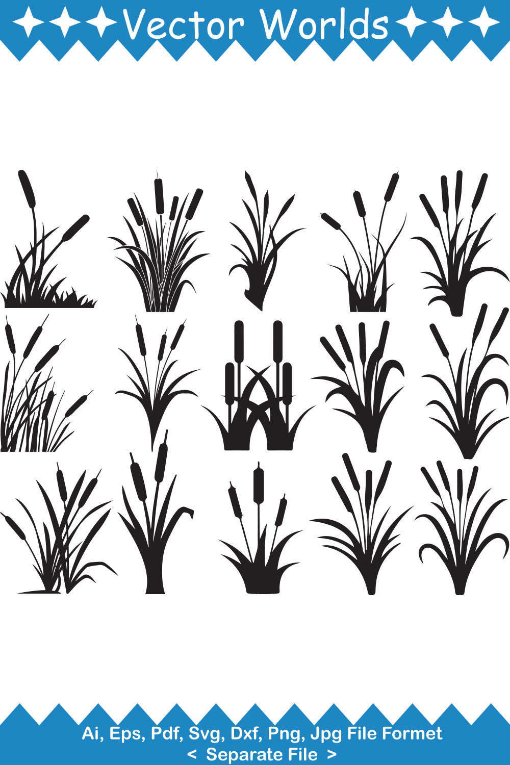 A selection of amazing vector images of cattail.