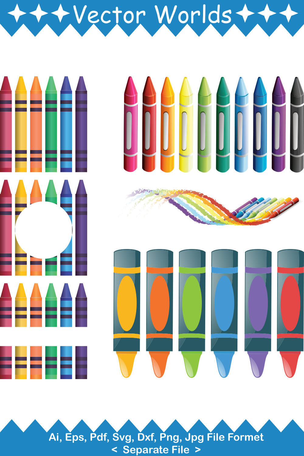 Collection of enchanting vector image of crayons