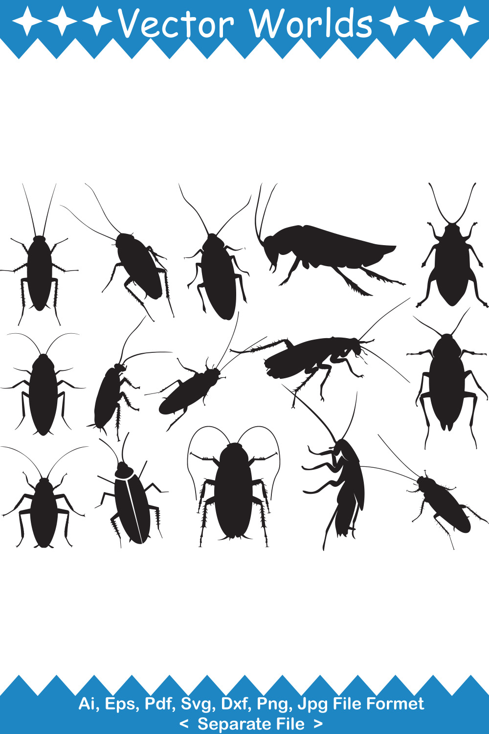 Group of bugs silhouettes on a white background.