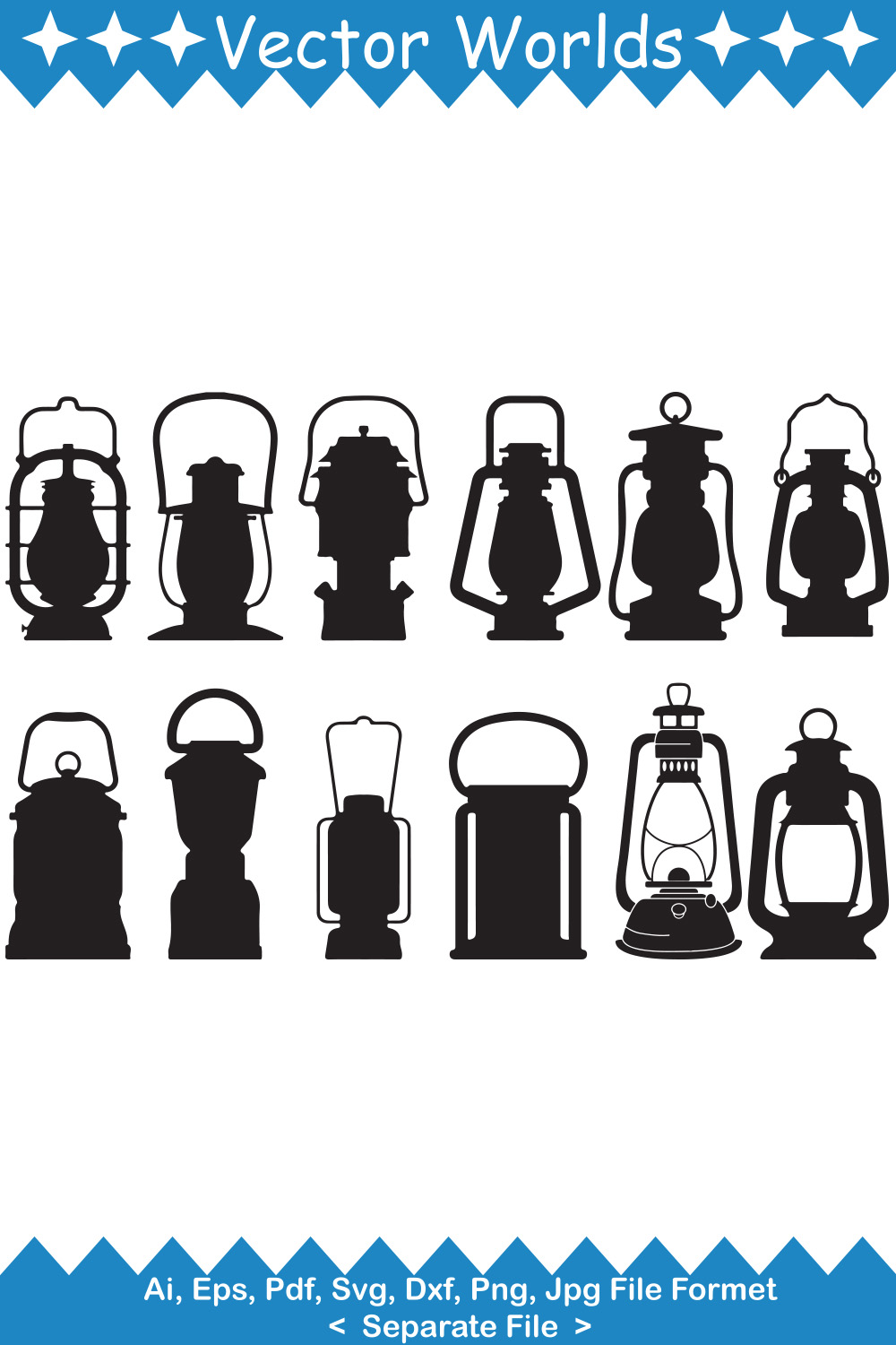 Collection of beautiful vector images of a camping lantern.