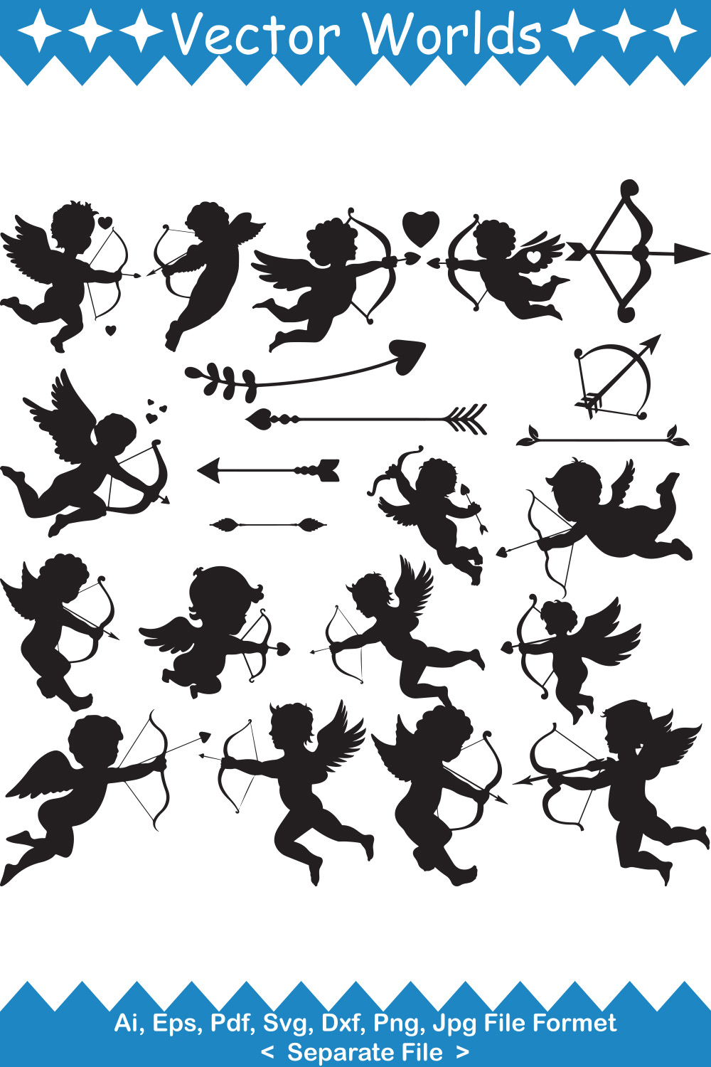 A selection of adorable images of cupid silhouettes