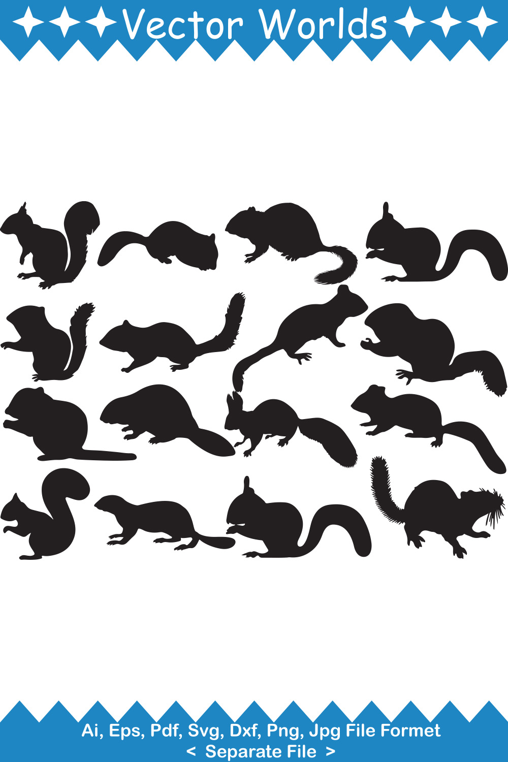 Set of silhouettes of different animals.