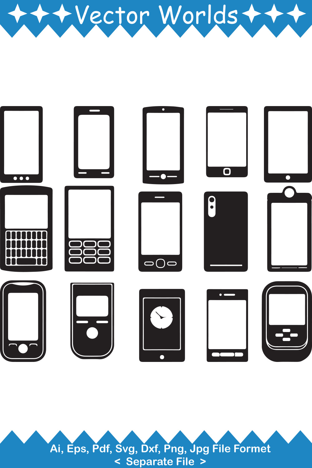 Set of charming vector image of a cell phone.