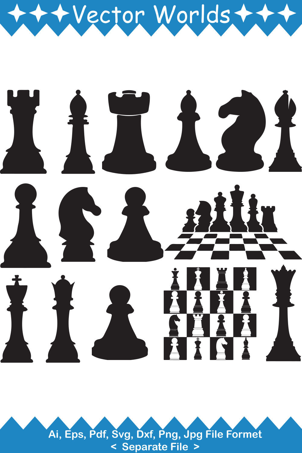 CHESS PIECES PACK.ai Royalty Free Stock SVG Vector