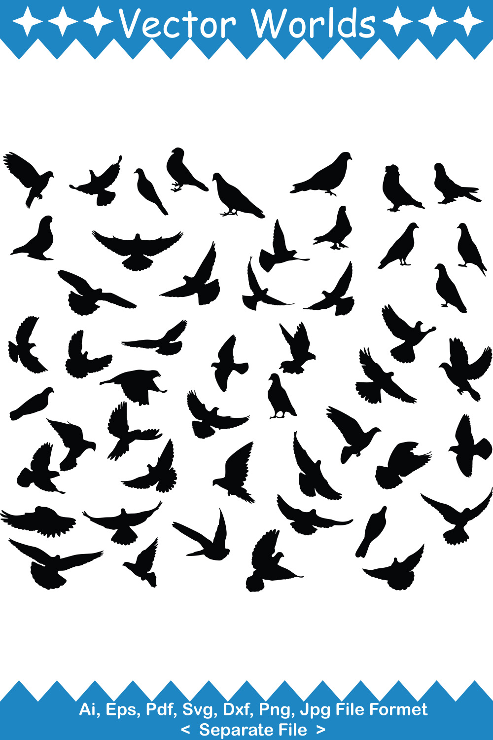 Flock of birds flying in the sky.