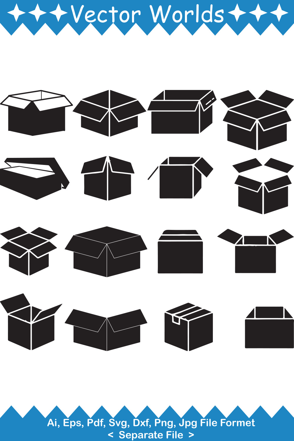 A selection of amazing vector images of cardboard boxes.