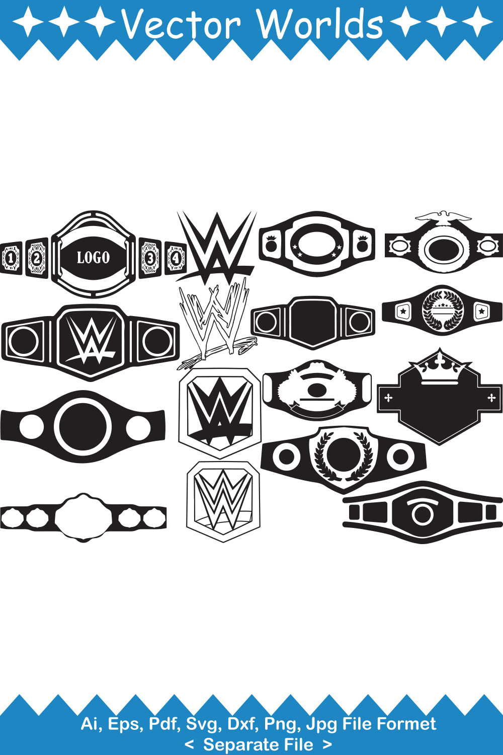 Set of charming vector image champion belt.
