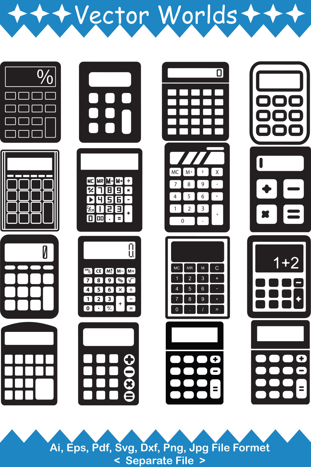 Set of amazing vector images of calculators.