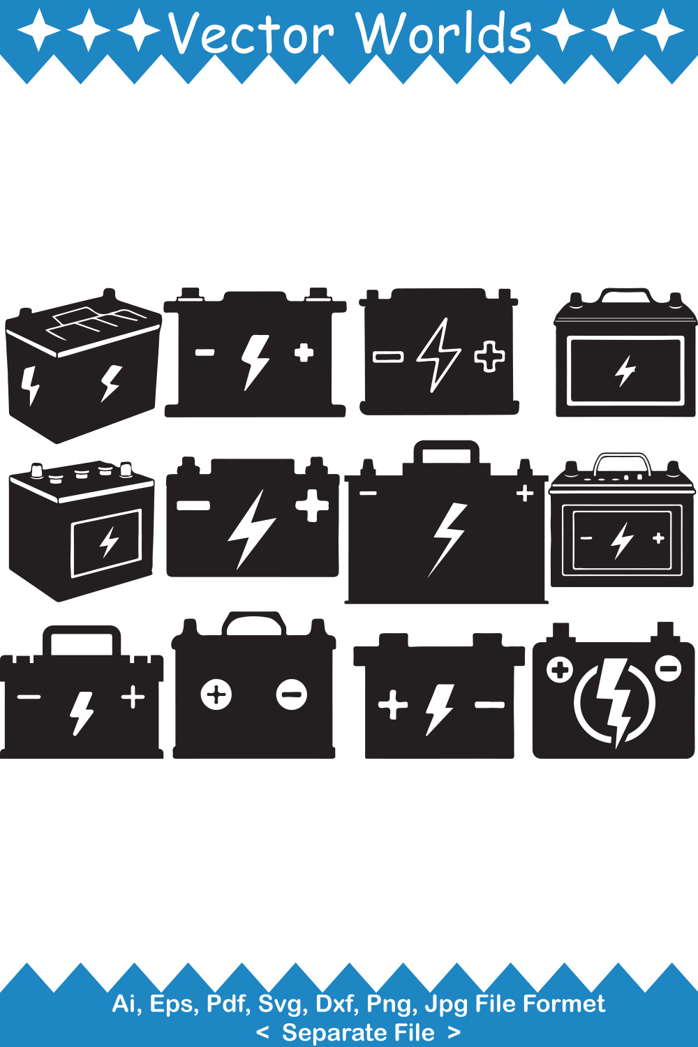 Collection of beautiful vector images of car batteries.