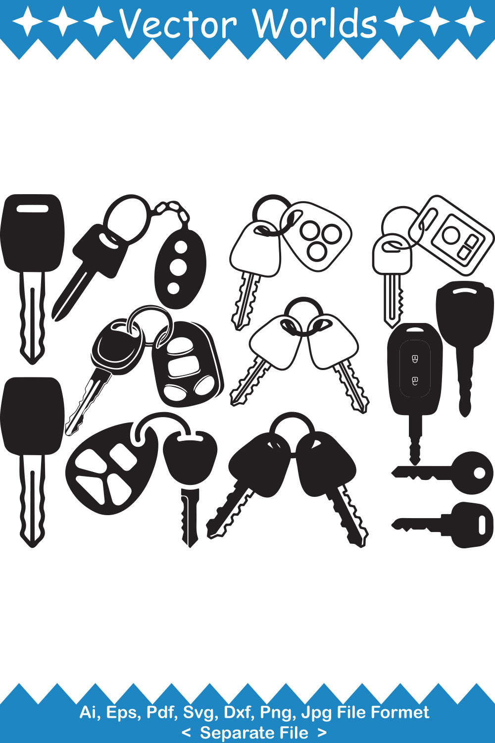 A selection of amazing vector images of car keys.