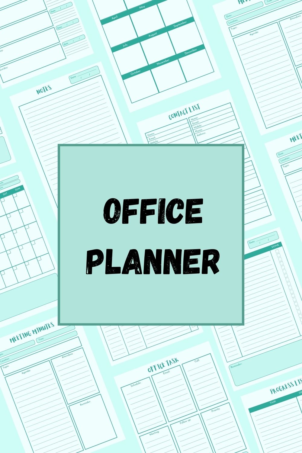 Office Task Printable Planner Design pinterest image.