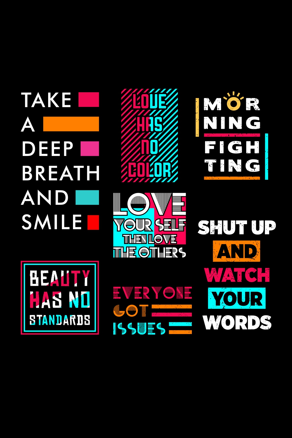 Typography T-shirt Design Bundle pinterest image.