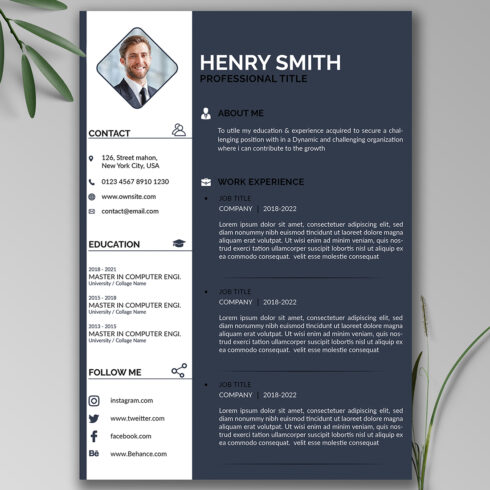 Clean and Minimal CV Resume Template cover image.