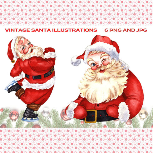 Vintage Santa Illustrations Design cover image.