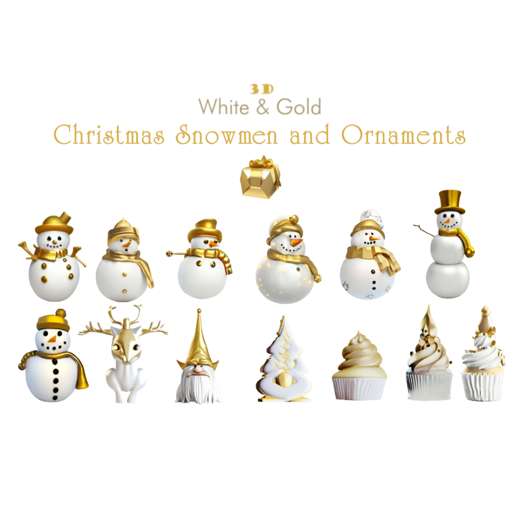 Christmas Snowmen and Ornaments Clipart - MasterBundles