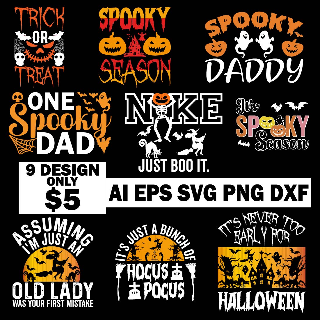 Halloween T-shirt Design SVG Bundle.