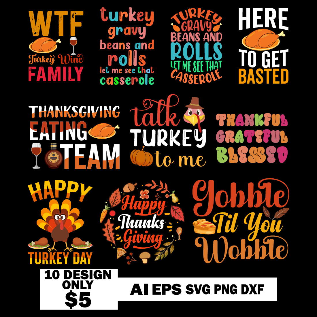 Happy Thanksgiving Day T-shirt Design Typography cover image.