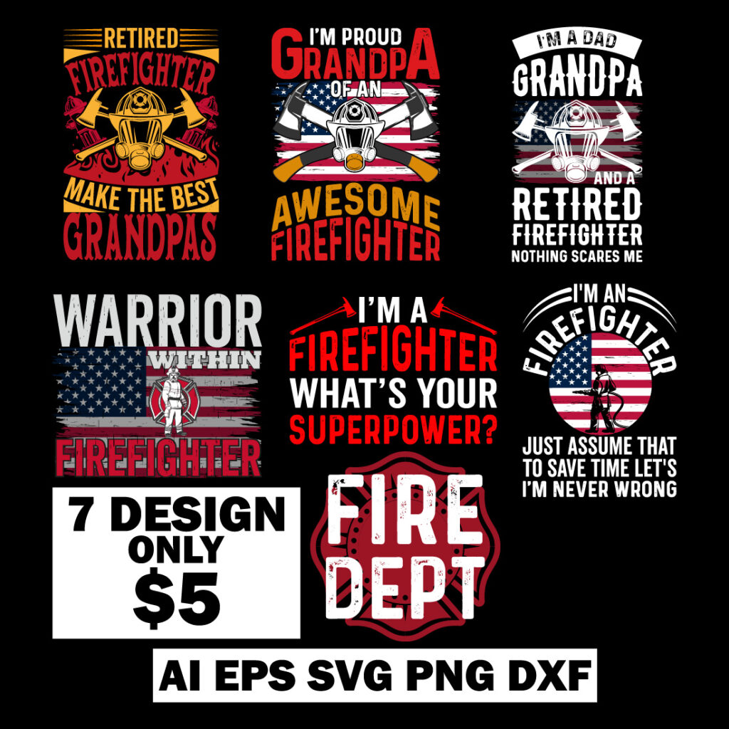 Firefighter T-Shirt Design SVG Bundle - MasterBundles