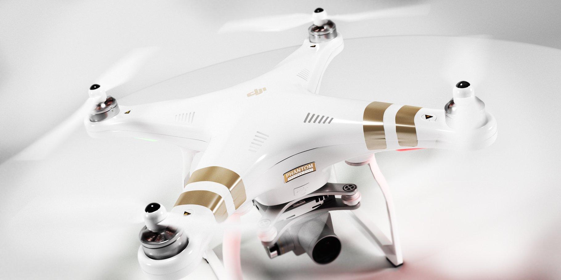 Spectacular rendering of a white DJI Phantom 3 drone