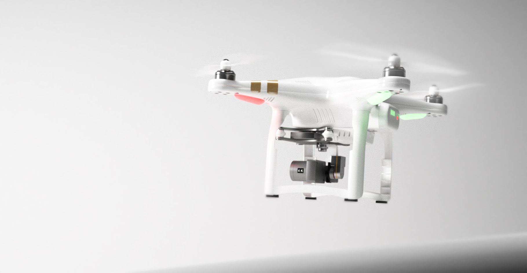 Colorful rendering of a white DJI Phantom 3 drone