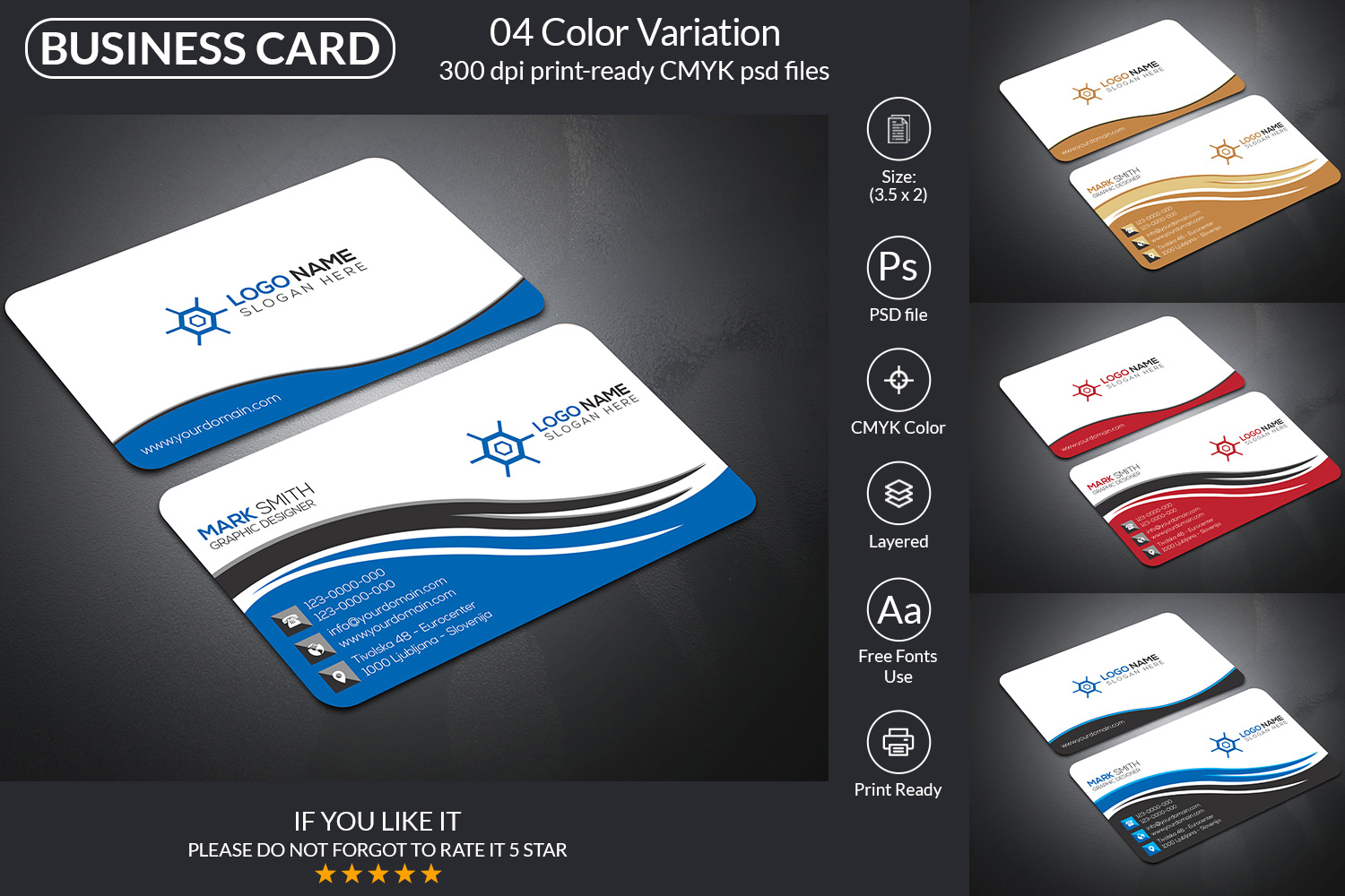 Creative Business Card Design Template pinterest image.