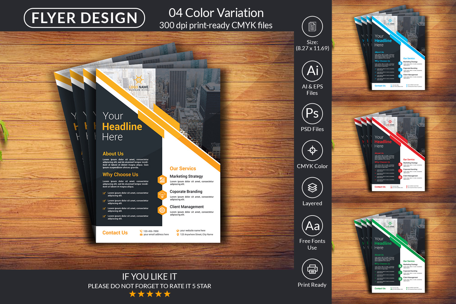 Professional Flyer Design Template pinterest image.