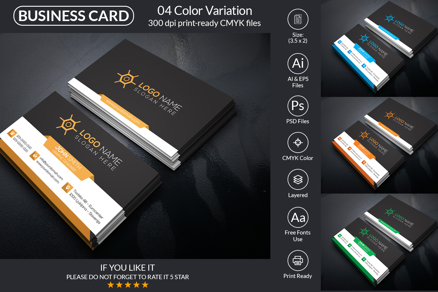 Corporate Business Card Design Template pinterest image.