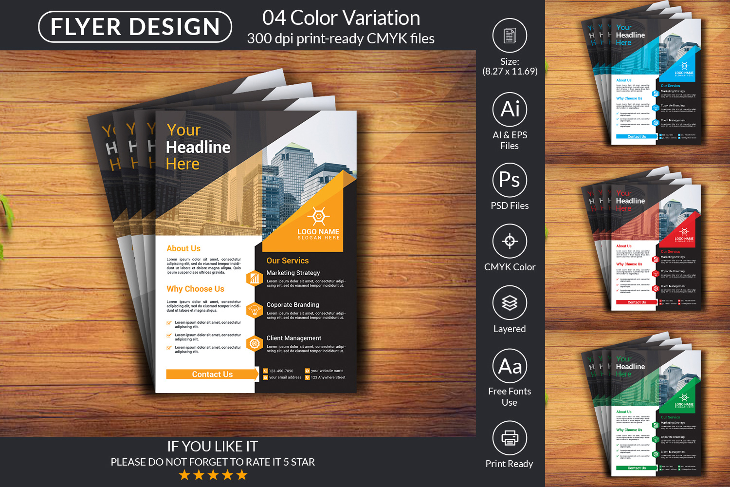 Modern Coloured Flyer Design Template pinterest image.