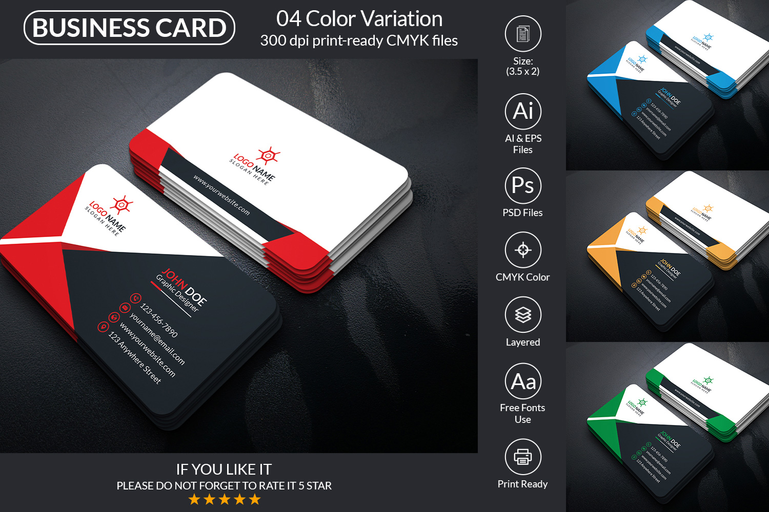 Corporate Business Card Design Template pinterest image.