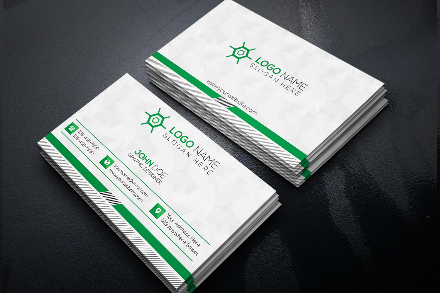 Clean And Modern Business Card Design Template green color.