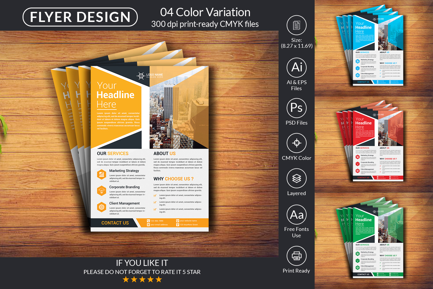 Modern Flyer Design Template pinterest image.