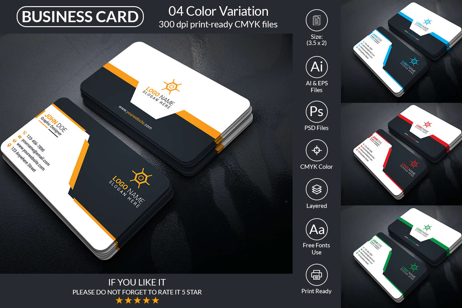 Business Card Corporate Design Template pinterest mage.