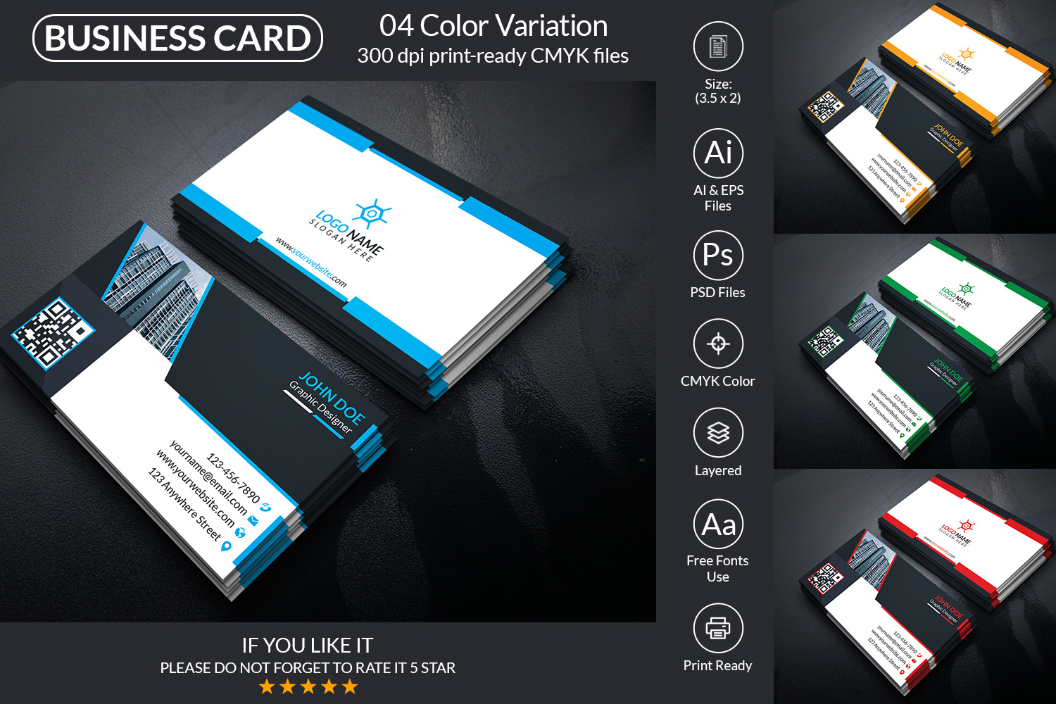 Professional Business Card Design Template pinterest image.