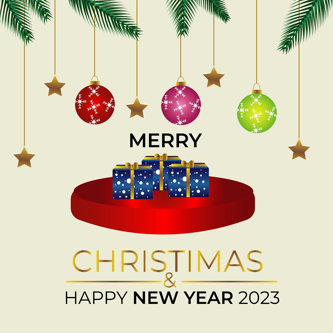 Christmas and New Year Wish Gifts and Balls Design cover image.