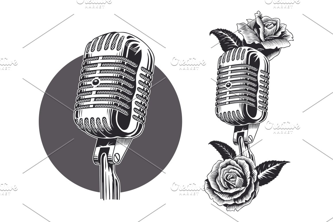 Nice hand drawn microphone graphic.