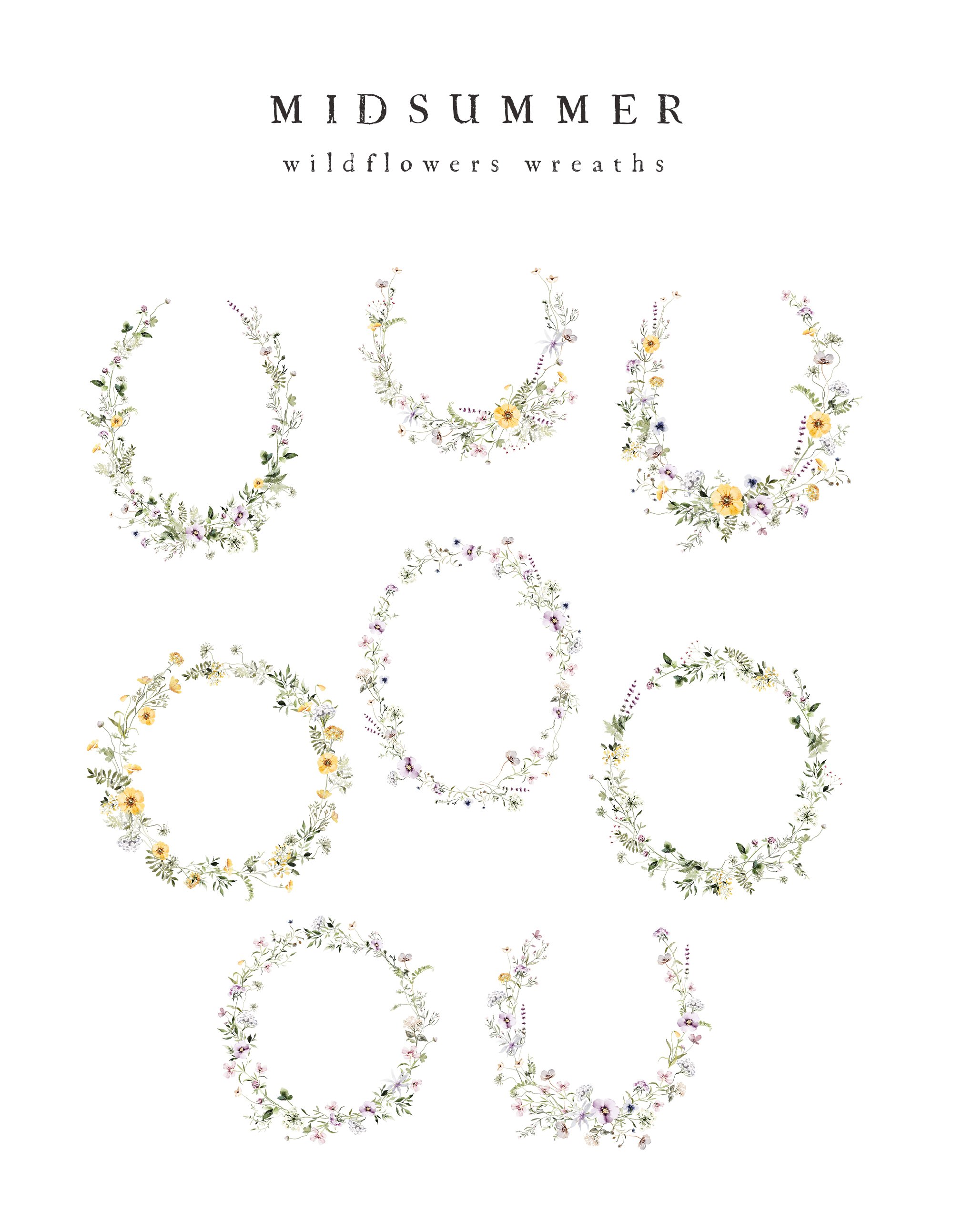 Delicate wildflowers wreathes.