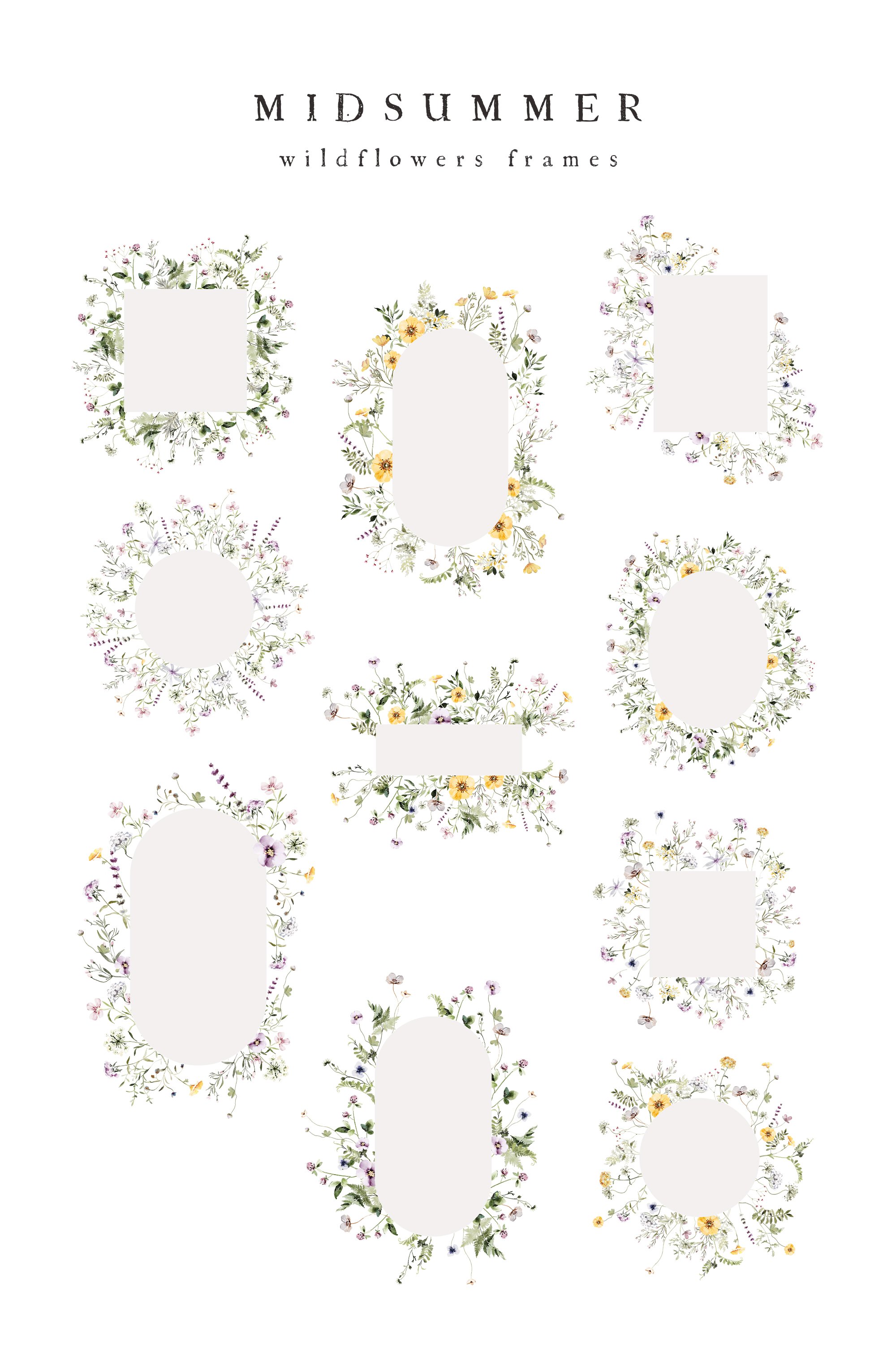 Delicate wildflowers frames.