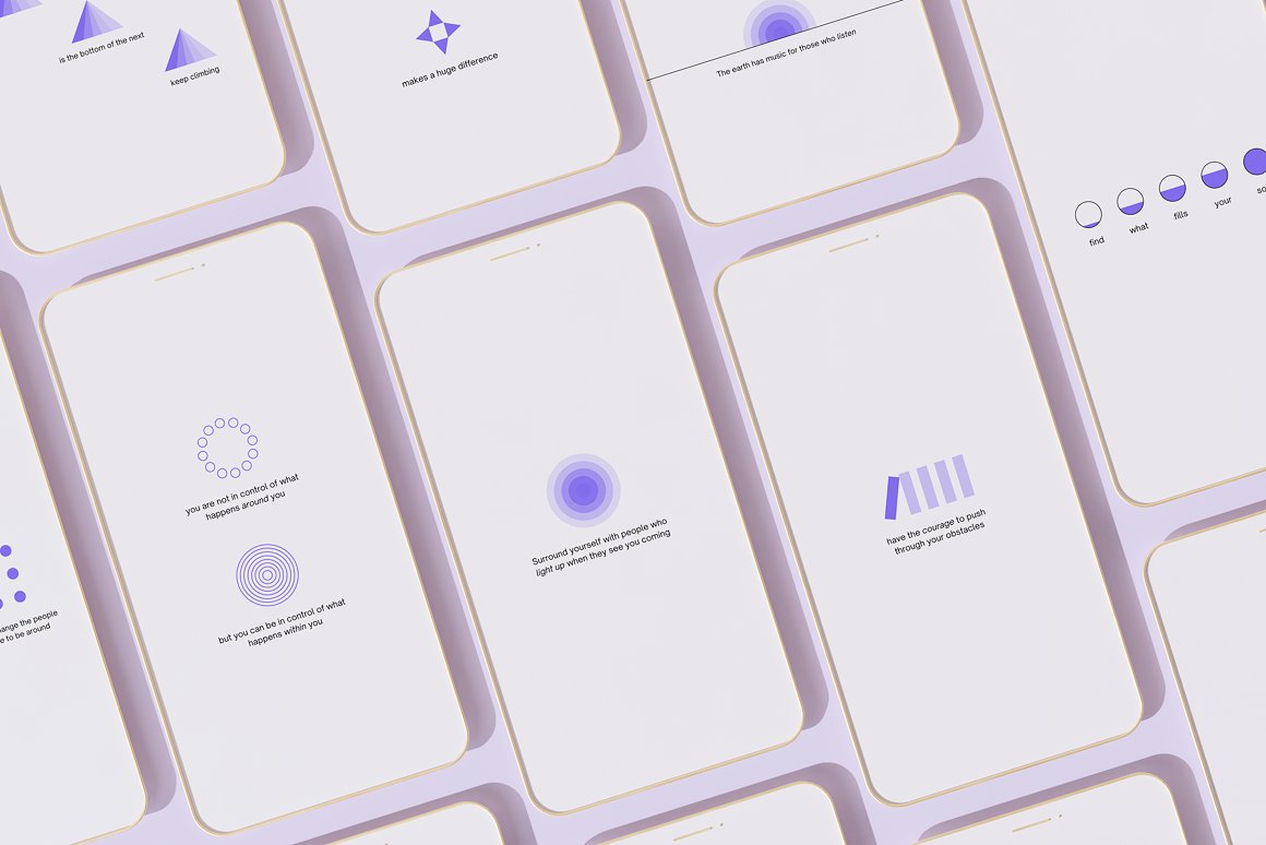 A lot of Iphone mockups with different mindful visuals templates.