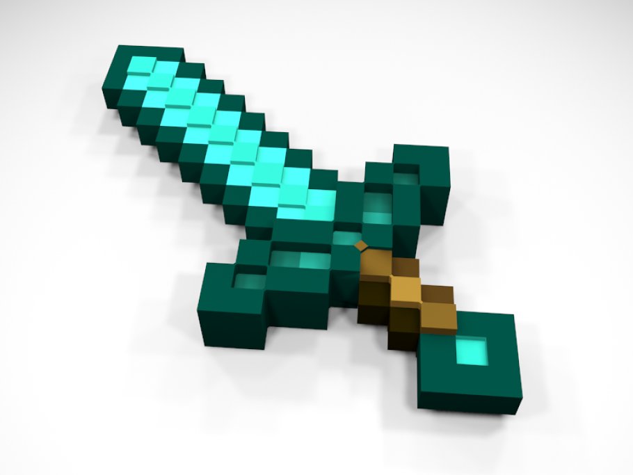 Adorable Minecraft style diamond sword image