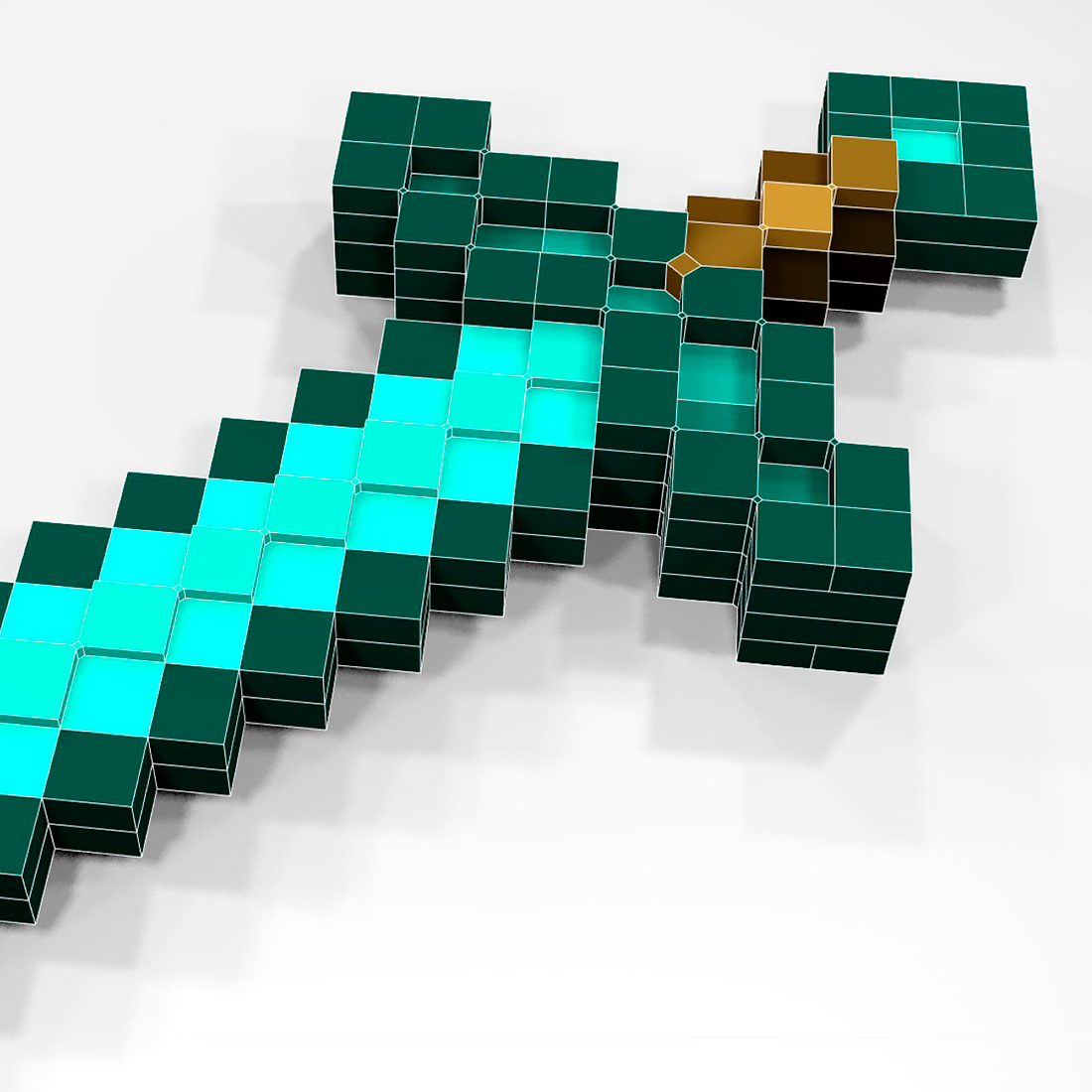 Wonderful 3d model of a diamond sword in Minecraft style