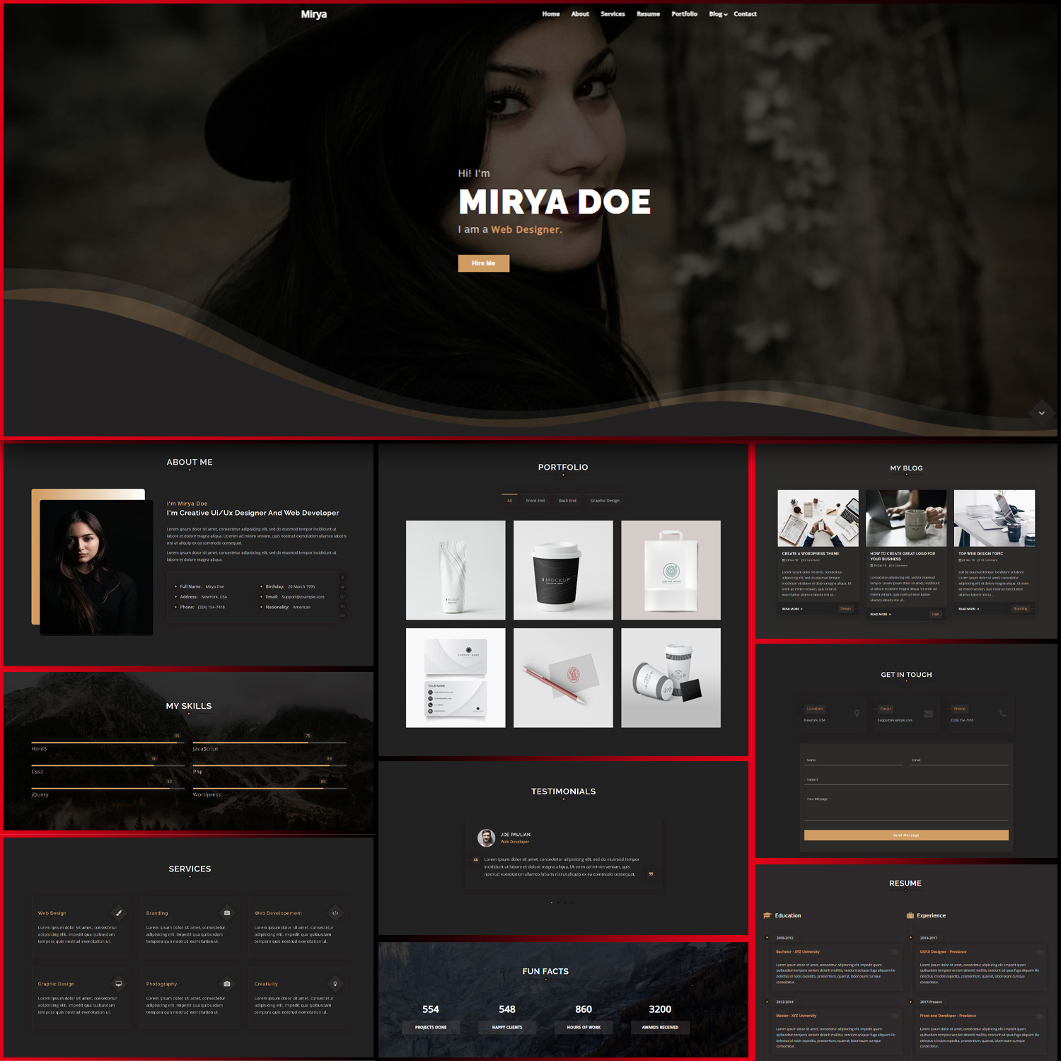 Mirya - Personal Portfolio Wordpress Theme.