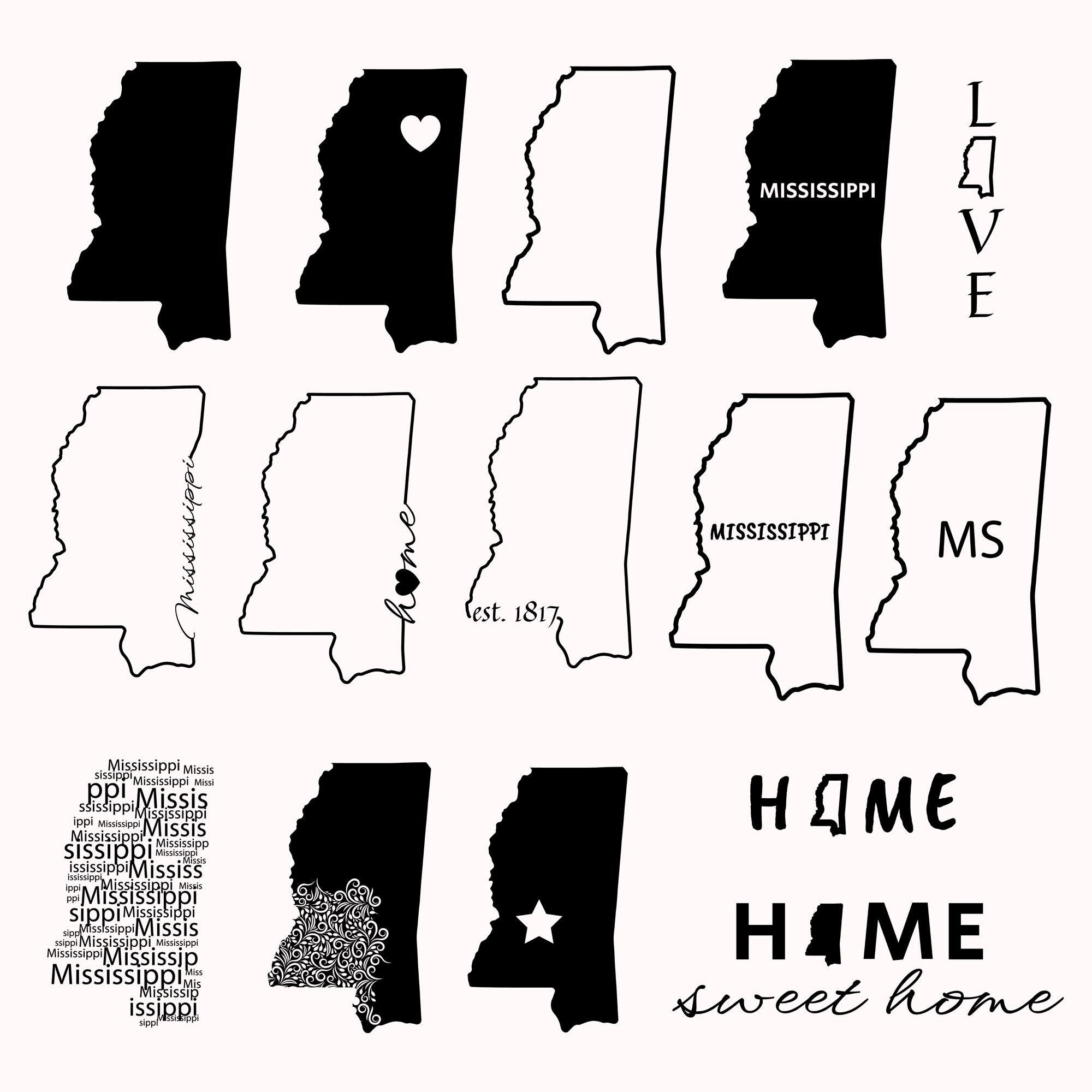 Mississippi State Svg Bundle Cover.