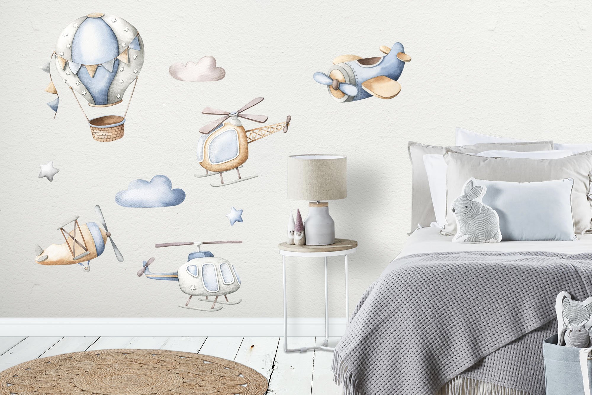 Use these air balloons illustrations to improve your kids room.